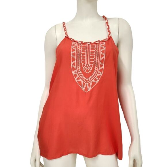 sofia by sofia vergara Tops - 5th & Love Sleeveless Blouse Womens Size Large Coral Boho Embroidered New With T
